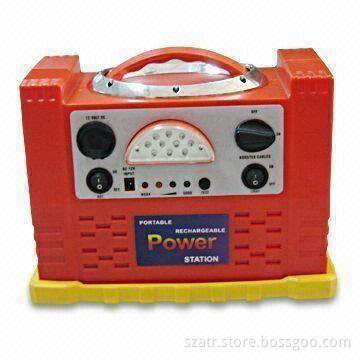 Red Portable Power Station with Built-in Removable Magnetic LED Working Light and Switch for Boost
